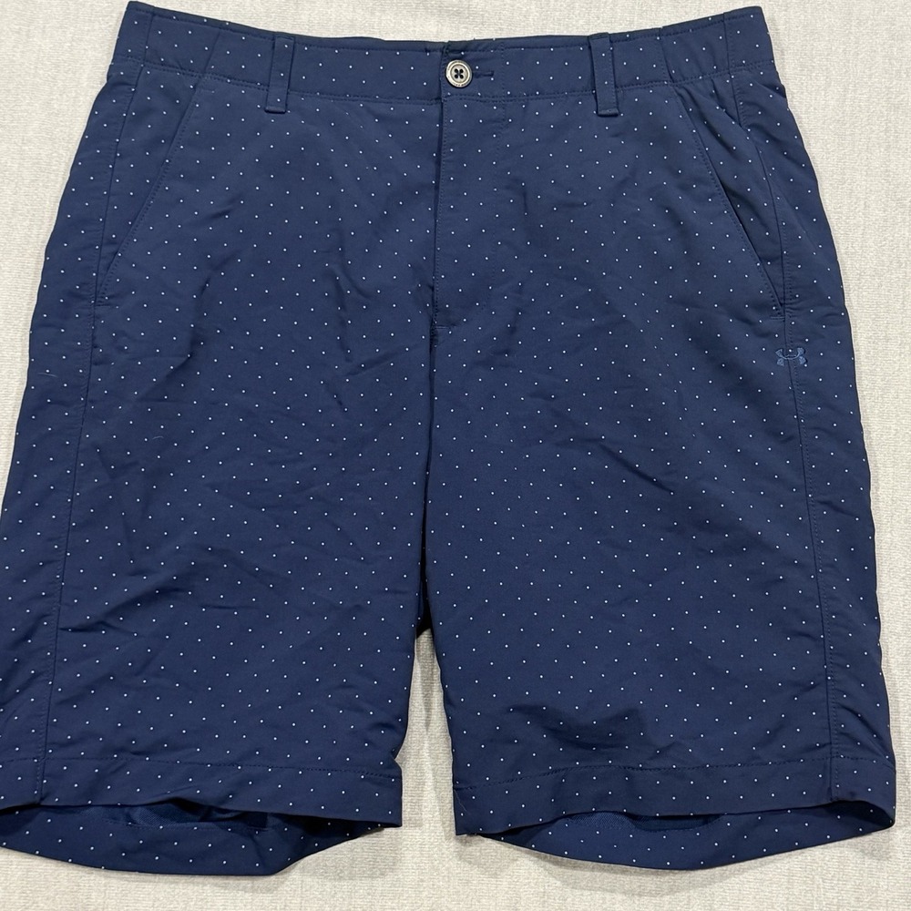 Under Armour Matchplay Shorts Mens 34 Blue Dotted Geometric Performance Stretch
